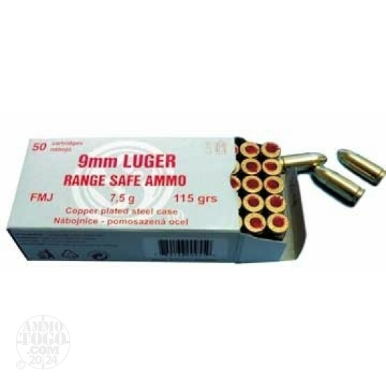 50rds - 9mm Sellier & Bellot Range Safe 115gr. FMJ Ammo